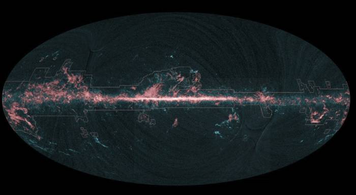 Карта угарного газа, полученная телескопом «Планк». Фото ESA/Planck